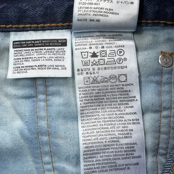 Levis 505 Regular Fit Straight Leg Jeans Mens 32x32 Dark Wash Blue Denim Grunge - Picture 6 of 12